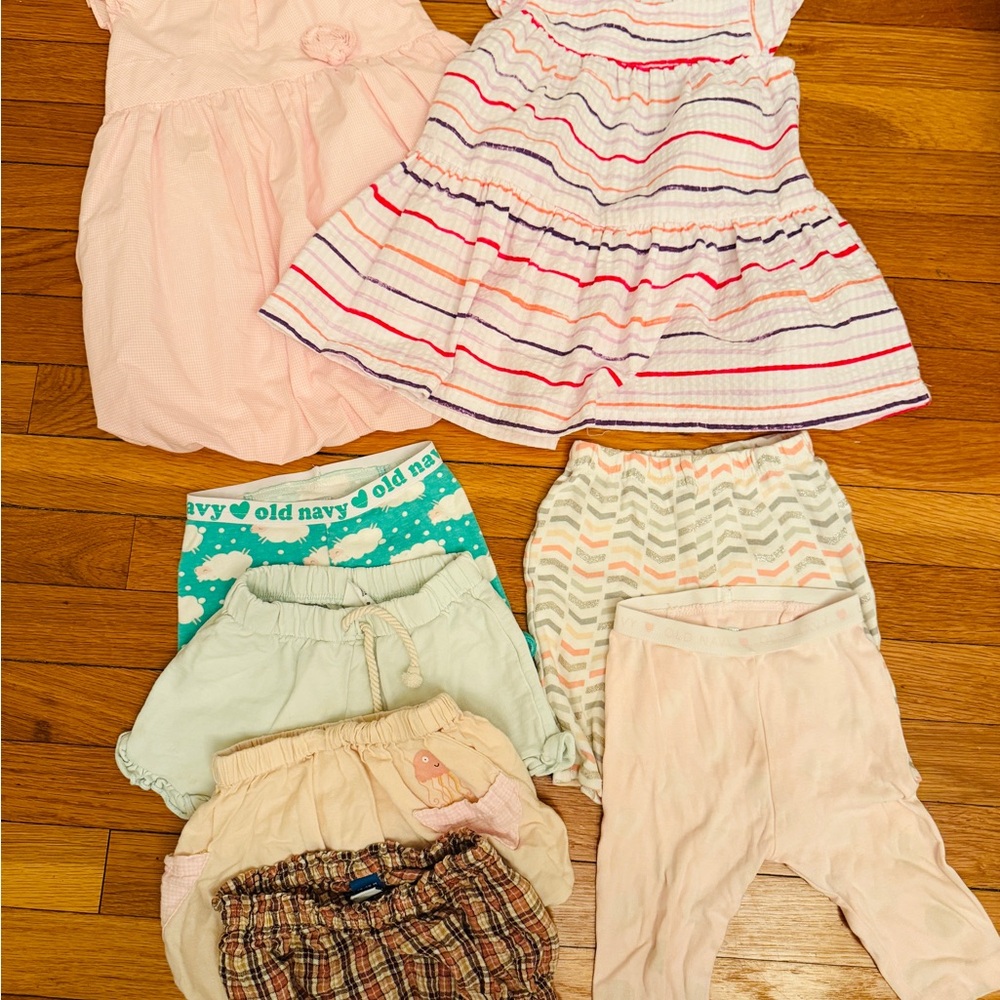 Girls dresses shorts capris 12-18M bundle